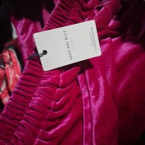 Skies Are Blue Pink Velvet Skirt